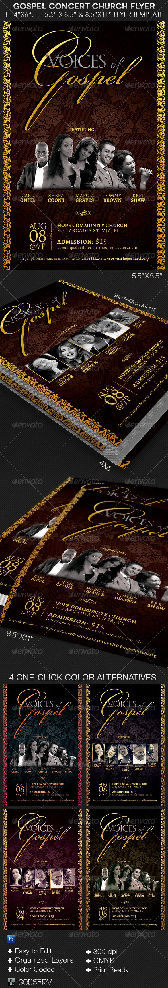  Gospel Concert Church Flyer Photoshop Template