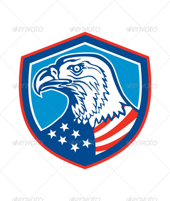 American Bald Eagle Head Shield Retro American Bald Eagle Head Shield Retro