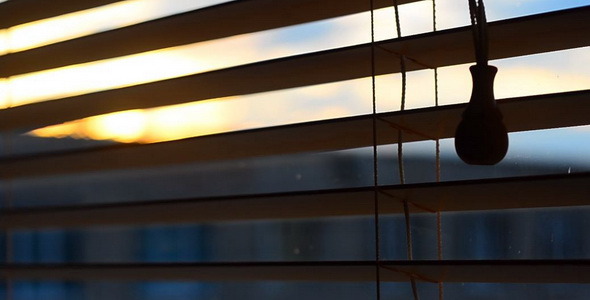 Sunset Outside the Wood Window Blinds Sunset Outside the Wood Window Blinds