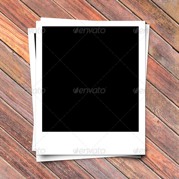 blank photo frame on brown wood plank background (Misc) Photo Download