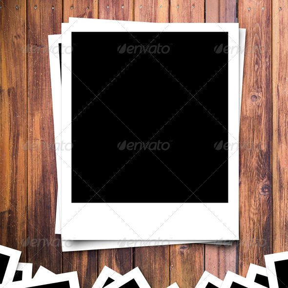 blank photo frame on brown wood plank background (Misc) Photo Download