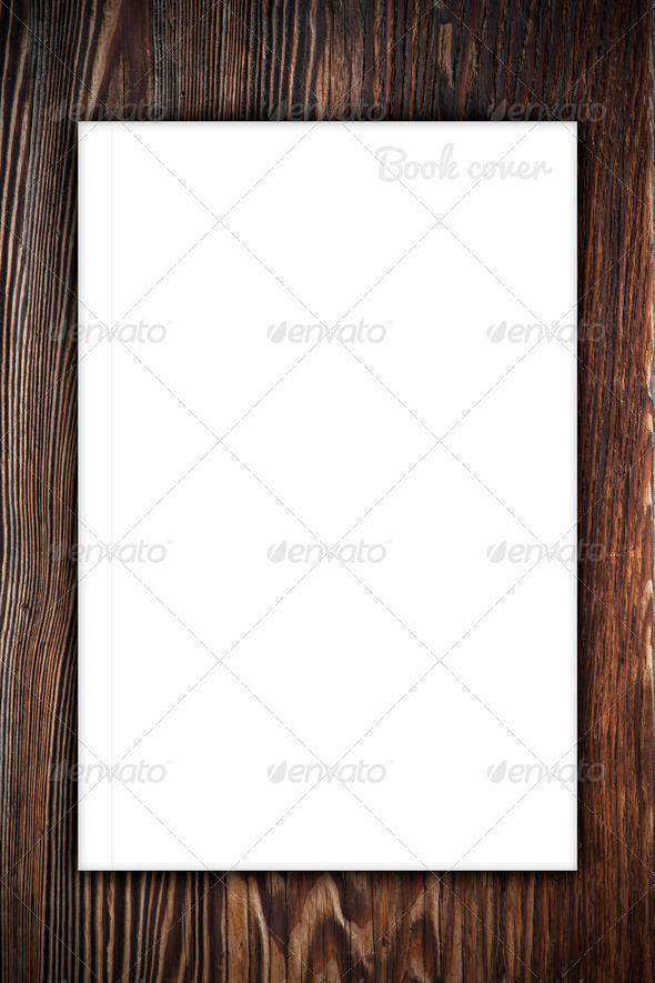 Blank book or magazine cover on wood background (Misc) Photo Download