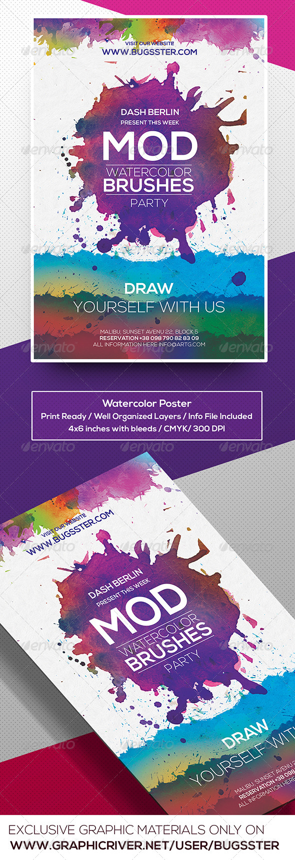 Watercolor Flyer Poster Template Watercolor Flyer Poster Template