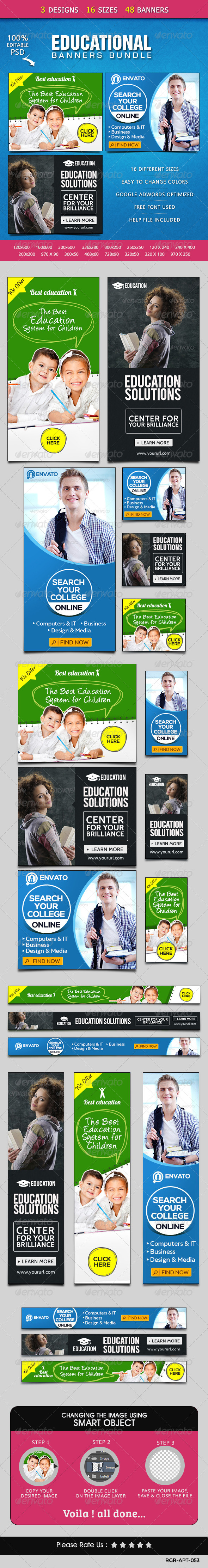 GraphicRiver Education Banners Bundle 3 Sets 8540600 GraphicRiver Education Banners Bundle 3 Sets 8540600