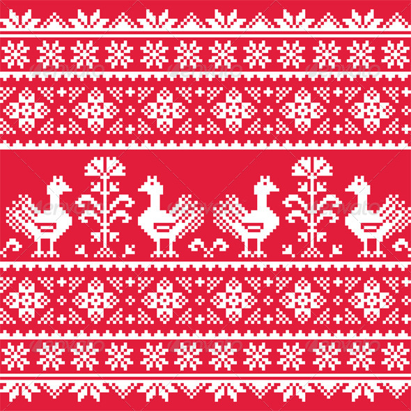 GraphicRiver Ukrainian Slavic Folk Art Knitted Red Pattern 8541242 GraphicRiver Ukrainian Slavic Folk Art Knitted Red Pattern 8541242