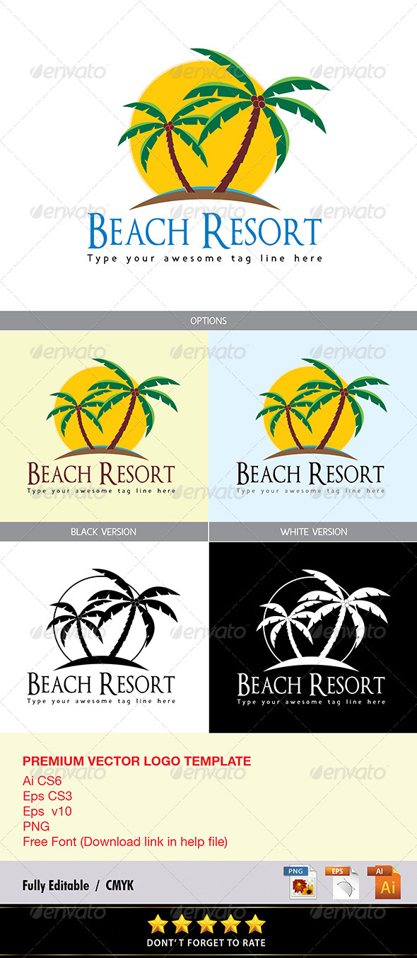 GraphicRiver Beach Resort Logo 8536634 GraphicRiver Beach Resort Logo 8536634