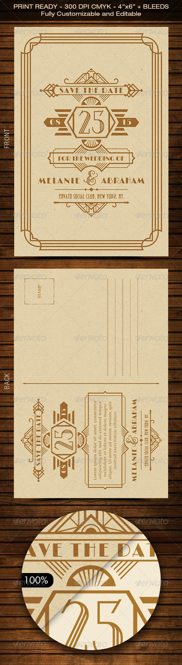 GraphicRiver Wedding Save the Date Post Card Art Deco 02 8542109 GraphicRiver Wedding Save the Date Post Card Art Deco 02 8542109