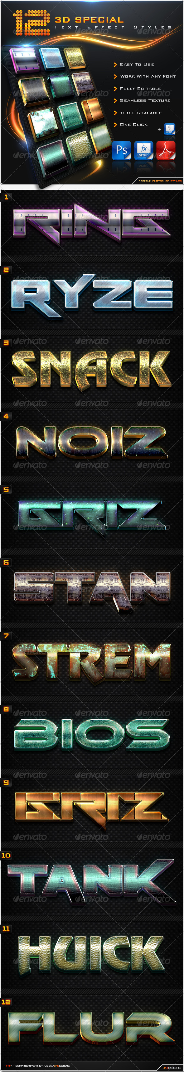 GraphicRiver 12 Special 3D Text Effect Styles 8542894 GraphicRiver 12 Special 3D Text Effect Styles 8542894