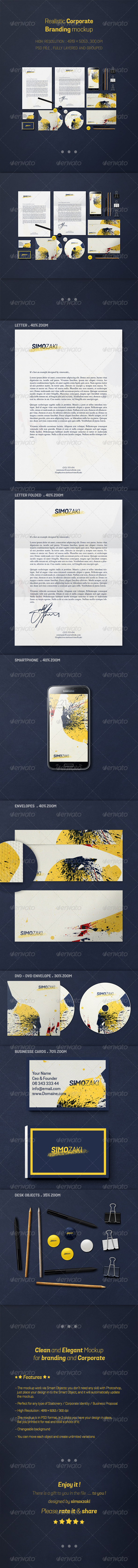 Realistic corporate and branding mockup Realistic corporate and branding mockup