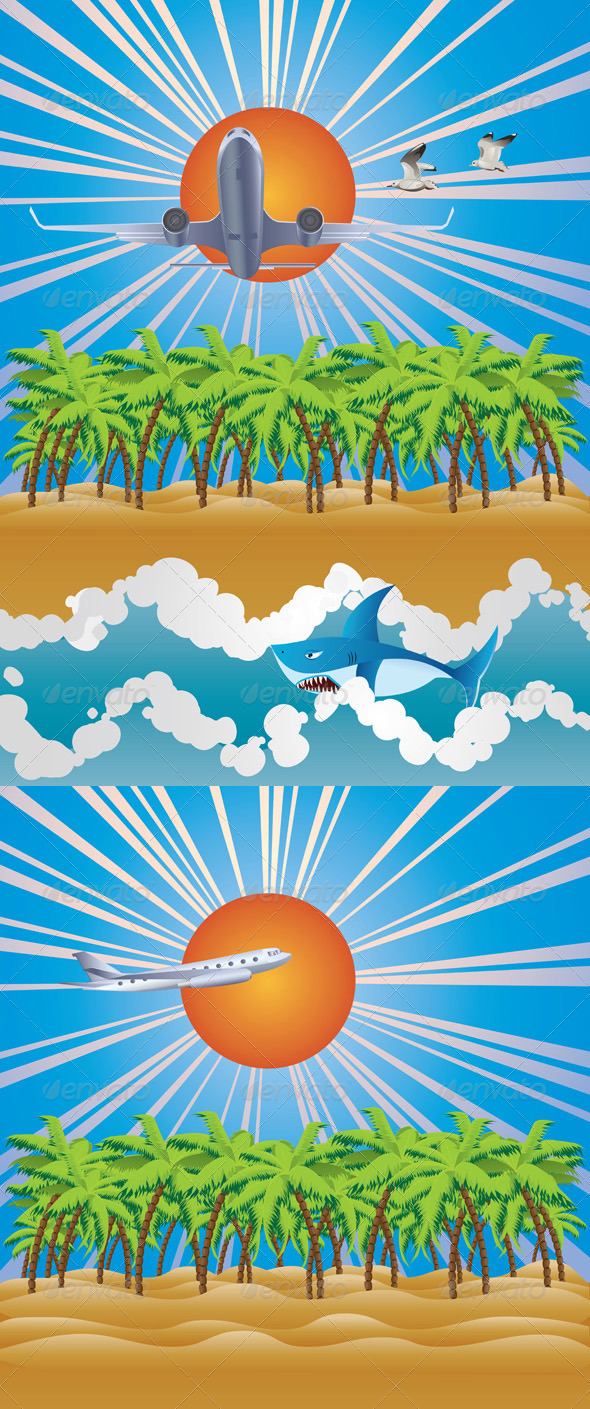GraphicRiver Airplane over Tropic Island 8543318 GraphicRiver Airplane over Tropic Island 8543318