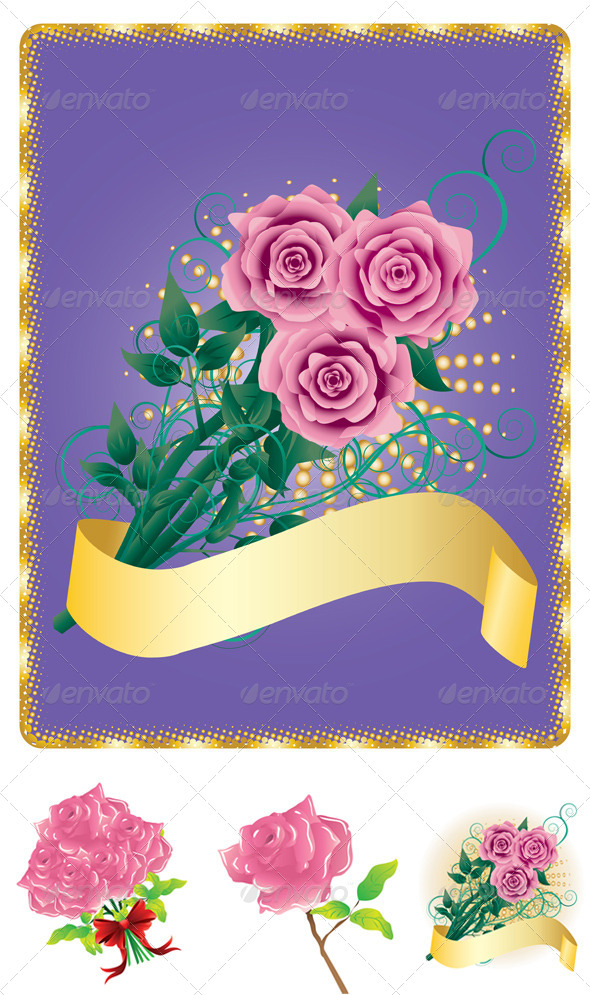GraphicRiver Card with Pink Roses 8543370 GraphicRiver Card with Pink Roses 8543370