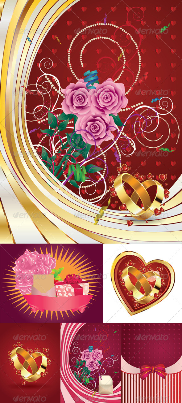 GraphicRiver Wedding Card with Roses 8543395 GraphicRiver Wedding Card with Roses 8543395