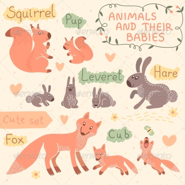 GraphicRiver Baby and Mommy Animal Set 8543613 GraphicRiver Baby and Mommy Animal Set 8543613