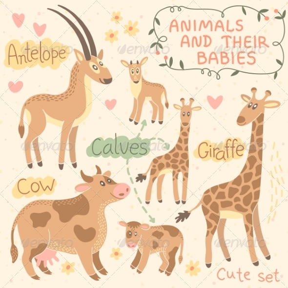 GraphicRiver Baby and Mommy Animal Set 8543695 GraphicRiver Baby and Mommy Animal Set 8543695