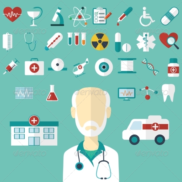 GraphicRiver Set of Flat Medical Icons 8544364 GraphicRiver Set of Flat Medical Icons 8544364