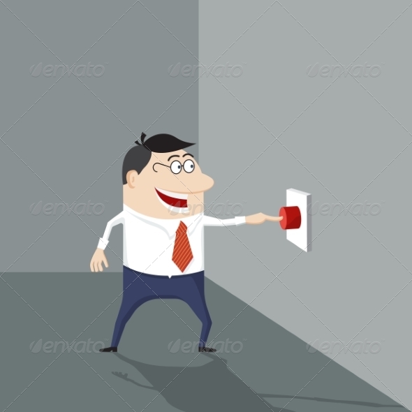 GraphicRiver Cartoon Man Pushing a Red Button 8544365 GraphicRiver Cartoon Man Pushing a Red Button 8544365