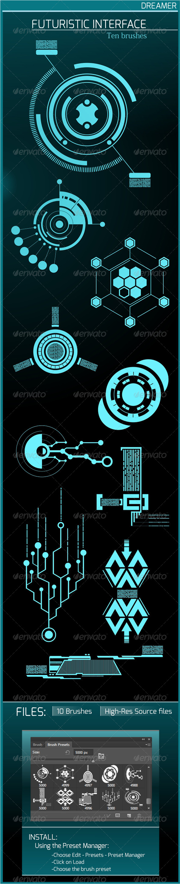 GraphicRiver Futuristic Interface Ten Brushes 8544620 GraphicRiver Futuristic Interface Ten Brushes 8544620