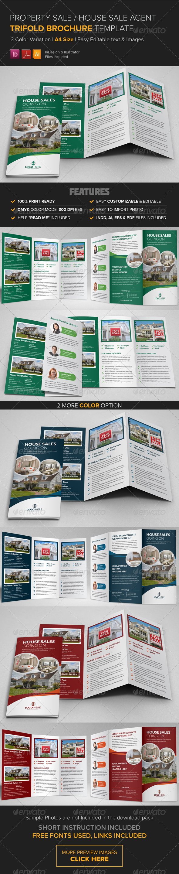 Property Sale Trifold Brochure Template (Catalogs)