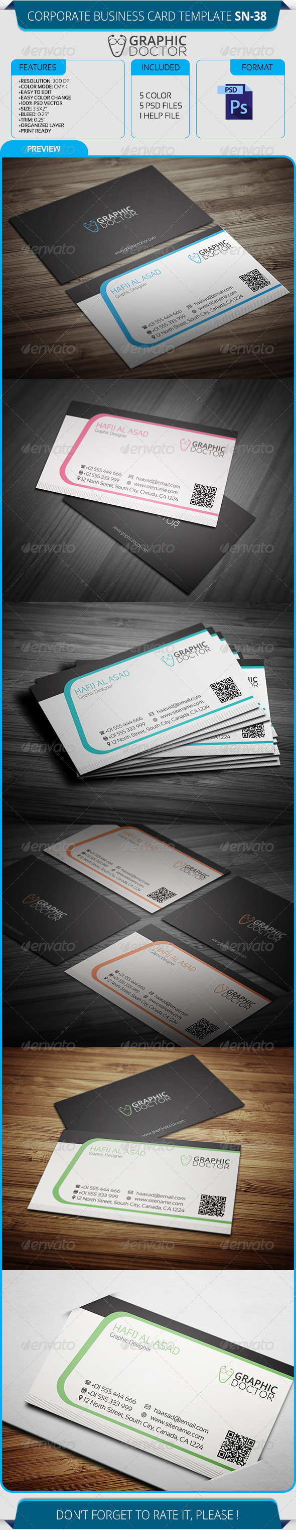 Corporate Business Card Template SN-38 Corporate Business Card Template SN-38