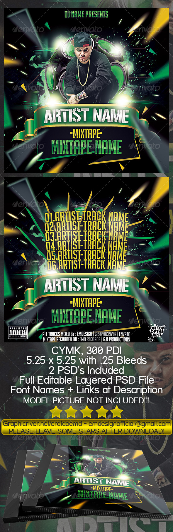 GraphicRiver CD Mixtape Cover 8545372 GraphicRiver CD Mixtape Cover 8545372