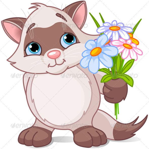 GraphicRiver Cute Kitten with Flowers 8547535 GraphicRiver Cute Kitten with Flowers 8547535