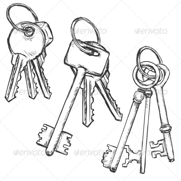 GraphicRiver Vector Set of Three Sketch Keys Bunchs 8550760 GraphicRiver Vector Set of Three Sketch Keys Bunchs 8550760