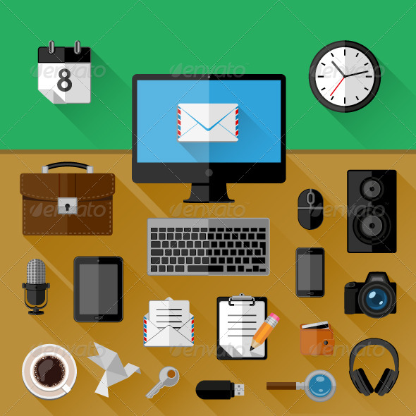 GraphicRiver Concept of Workplace Flat Icons 8551891 GraphicRiver Concept of Workplace Flat Icons 8551891