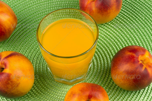 Nectarine juice and fresh nectarine (Misc) Photo Download