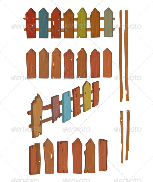 GraphicRiver Wooden Fence Cartoon 8553182 GraphicRiver Wooden Fence Cartoon 8553182