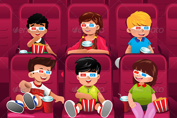 GraphicRiver Happy Kids going to a Movie 8557525 GraphicRiver Happy Kids going to a Movie 8557525
