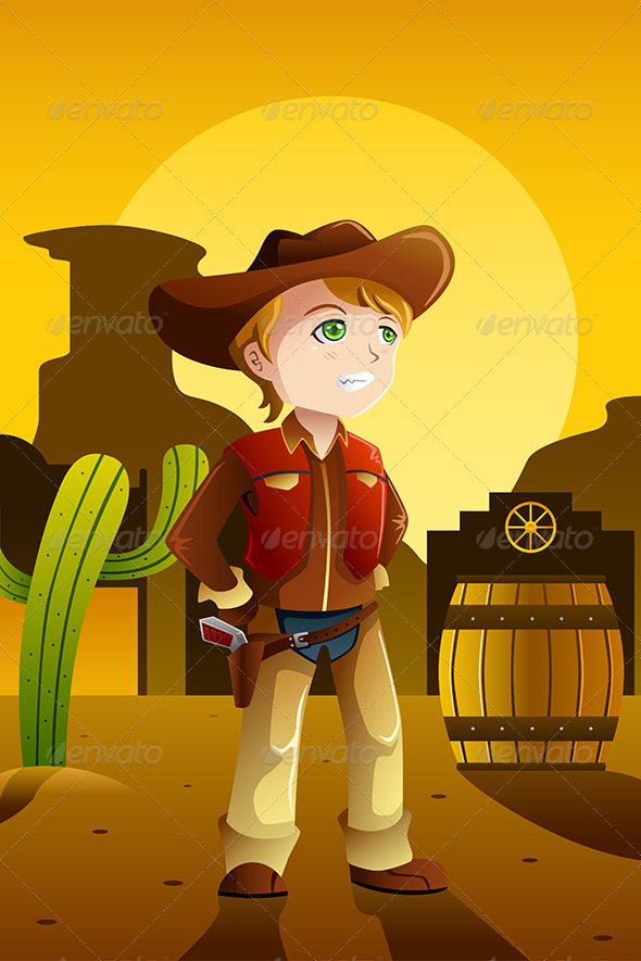 GraphicRiver Boy Dressed up as a Cowboy 8557529 GraphicRiver Boy Dressed up as a Cowboy 8557529