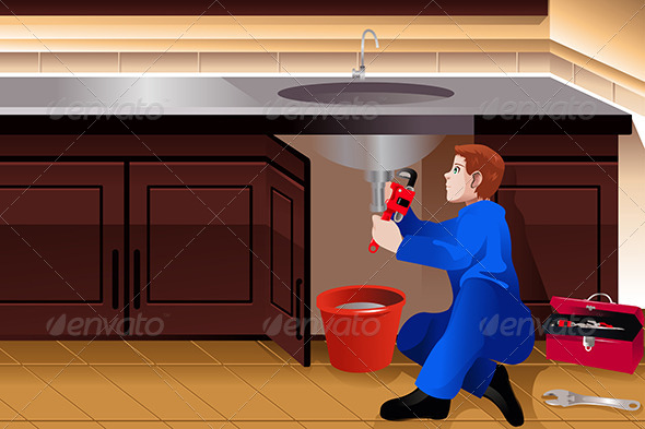 GraphicRiver Plumber Fixing a Leaky Faucet 8558532 GraphicRiver Plumber Fixing a Leaky Faucet 8558532