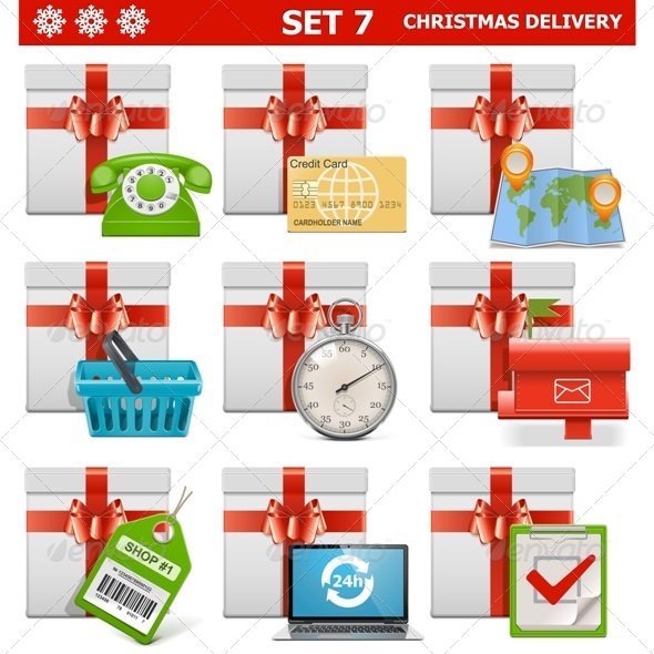 GraphicRiver Vector Christmas Delivery Set 8558831 GraphicRiver Vector Christmas Delivery Set 8558831