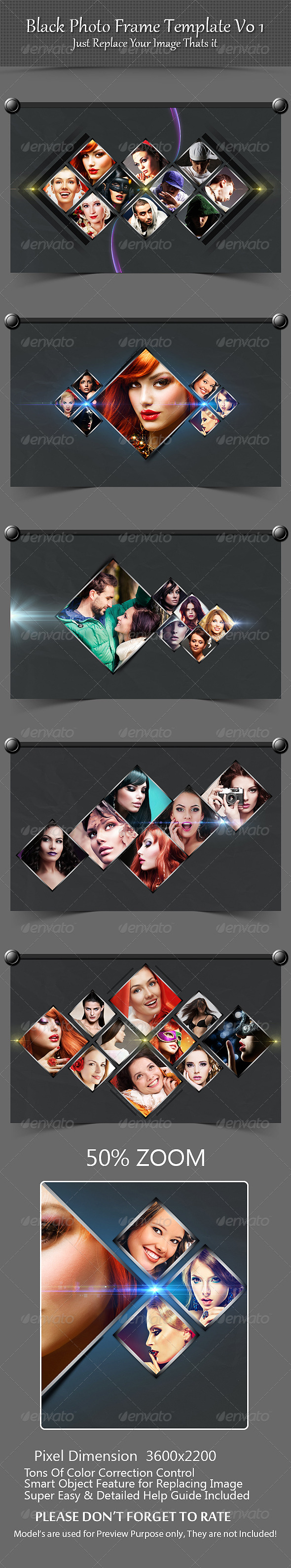 Black Photo Frame Template V01 - Photo Templates Graphics