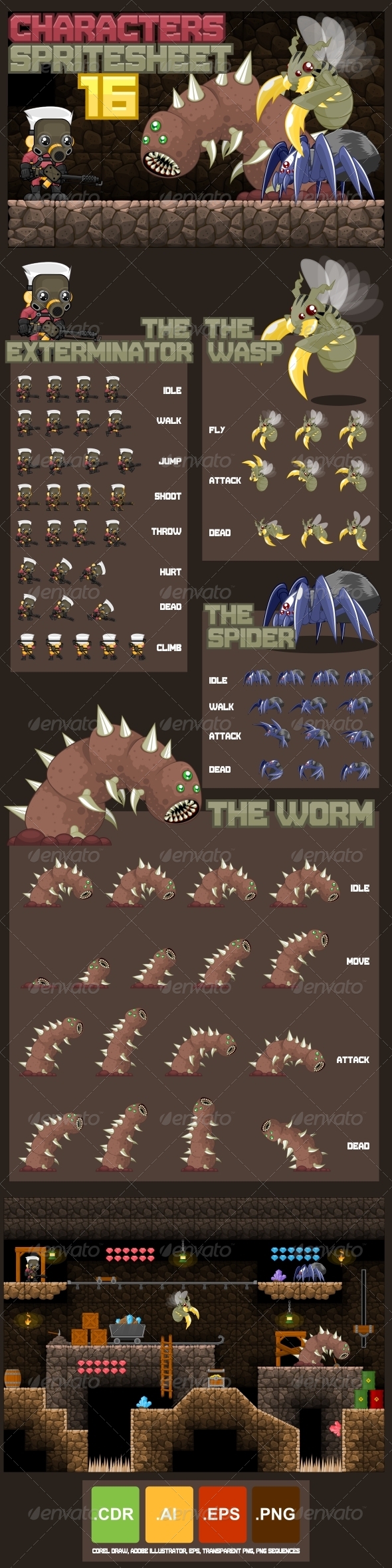 GraphicRiver Characters Spritesheet 16 8561023 GraphicRiver Characters Spritesheet 16 8561023