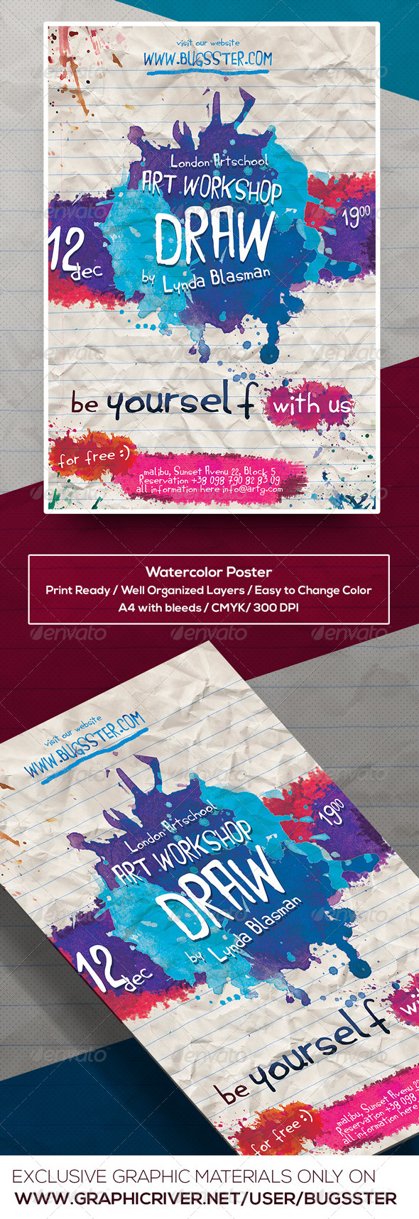 GraphicRiver Watercolor Art Event Poster Flyer Template 8561512 GraphicRiver Watercolor Art Event Poster Flyer Template 8561512