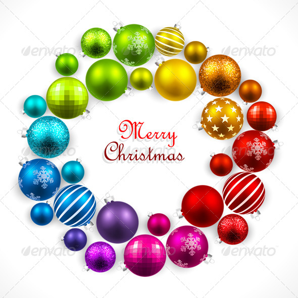 GraphicRiver Christmas Wreath of Colored Balls 8562692 GraphicRiver Christmas Wreath of Colored Balls 8562692