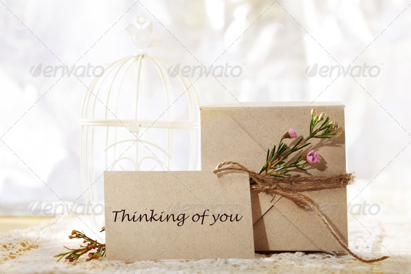 Thinking of you, hand crafted card and present box