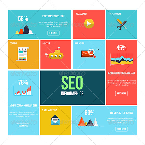 Flat Search Engine Optimization Infographics Flat Search Engine Optimization Infographics