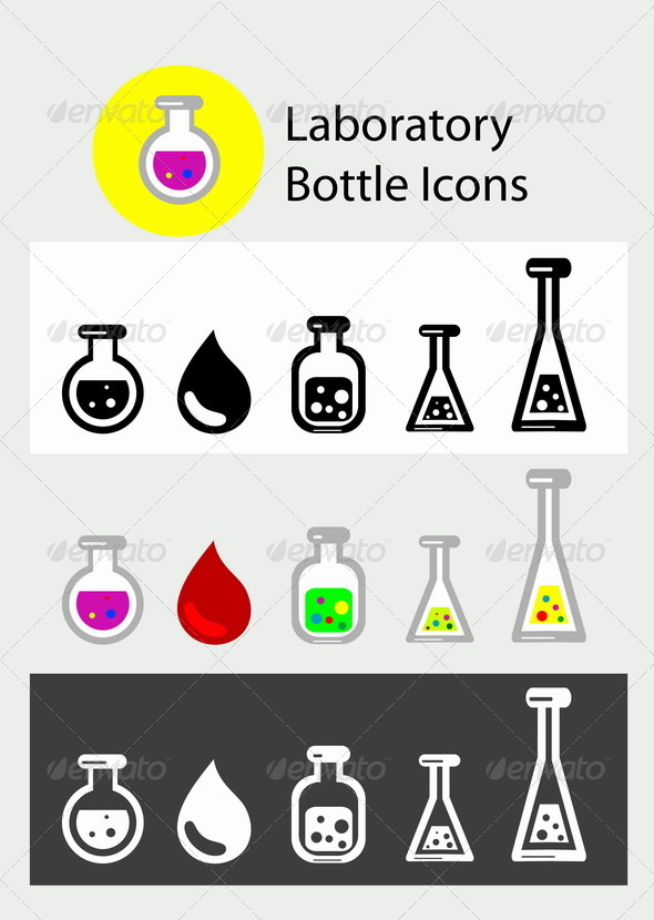 GraphicRiver Laboratory Bottle icon Set 8565098 GraphicRiver Laboratory Bottle icon Set 8565098