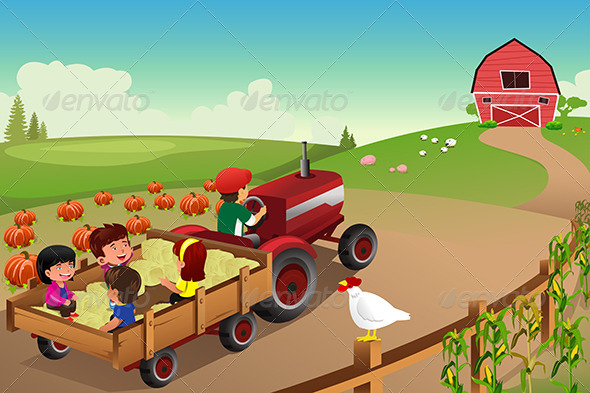 GraphicRiver Kids On A Hayride At The Farm 8565103 GraphicRiver Kids On A Hayride At The Farm 8565103