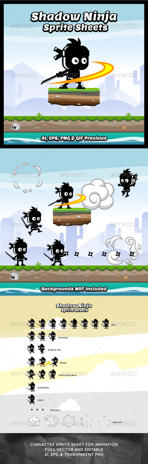GraphicRiver Shadow Ninja Character Sprite Sheets 8565291 GraphicRiver Shadow Ninja Character Sprite Sheets 8565291