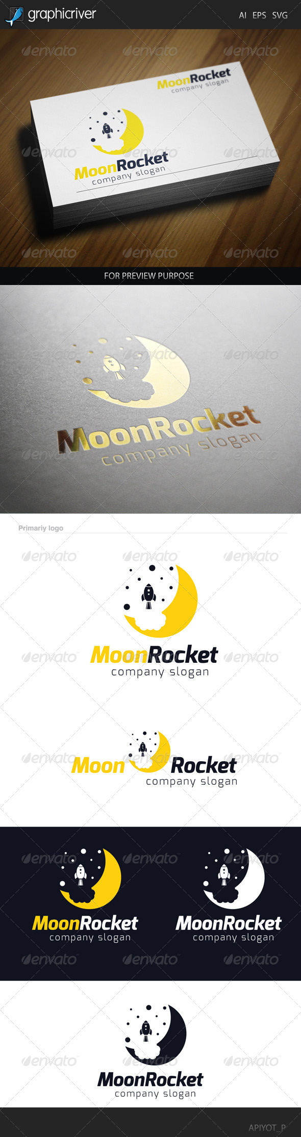 GraphicRiver Moon Rocket 2 Logo 8565505 GraphicRiver Moon Rocket 2 Logo 8565505