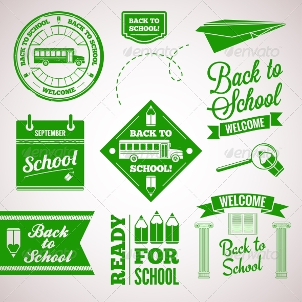 Back to School Icon Set Labels Design (Miscellaneous)