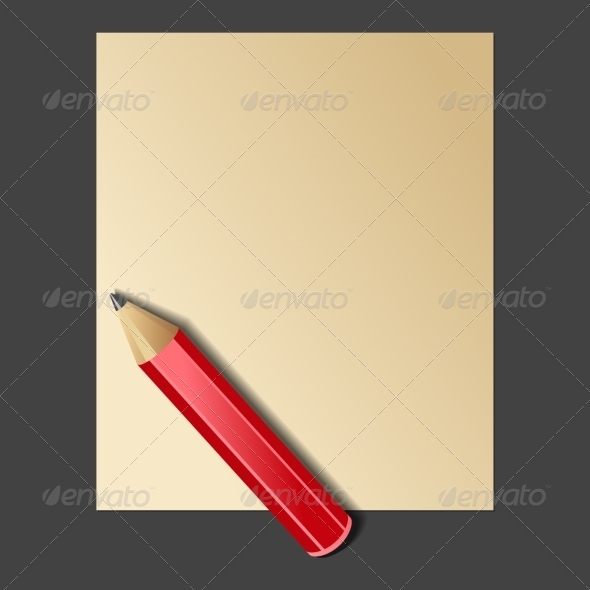 Paper and Red Pencil Vector Paper and Red Pencil Vector
