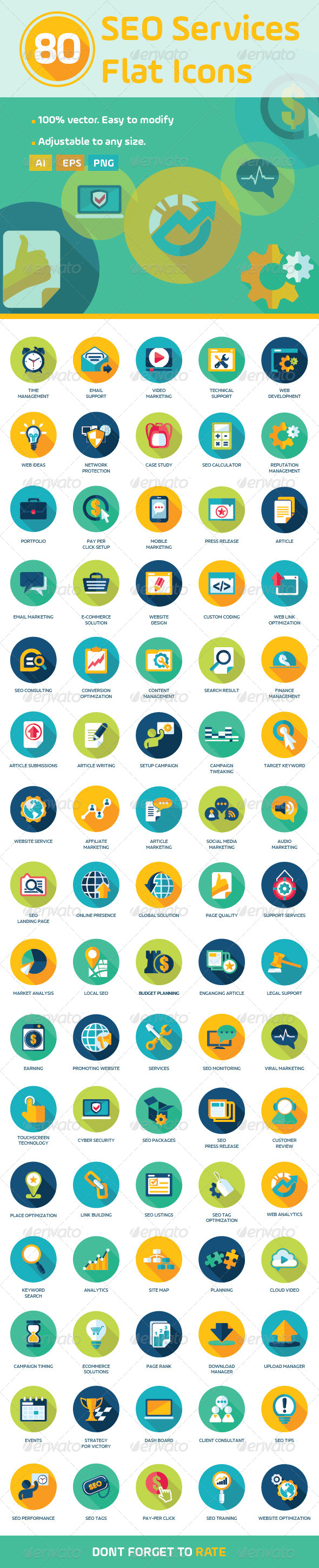 GraphicRiver 80 Flat SEO Services Icons 8567874 GraphicRiver 80 Flat SEO Services Icons 8567874