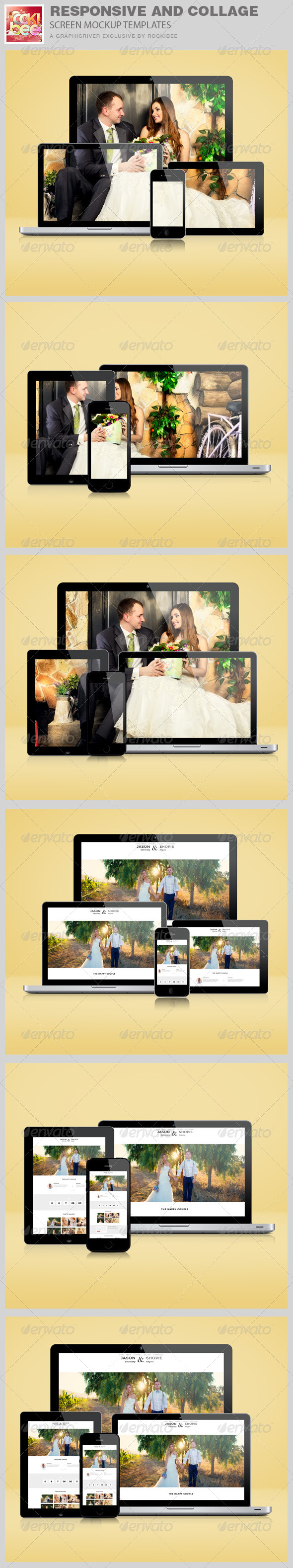 Responsive and Collage Screen Mockup Templates