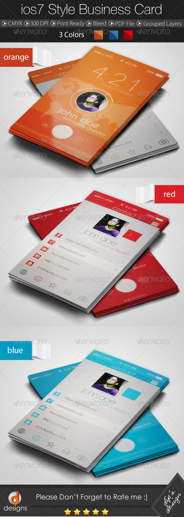 GraphicRiver IOS 7 Style Business Card 8566099 GraphicRiver IOS 7 Style Business Card 8566099