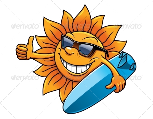 GraphicRiver Cartoon Sun With Surfboard 8574790 GraphicRiver Cartoon Sun With Surfboard 8574790