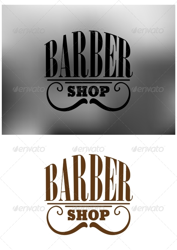 GraphicRiver Retro barber shop emblem with mustache 8574834 GraphicRiver Retro barber shop emblem with mustache 8574834